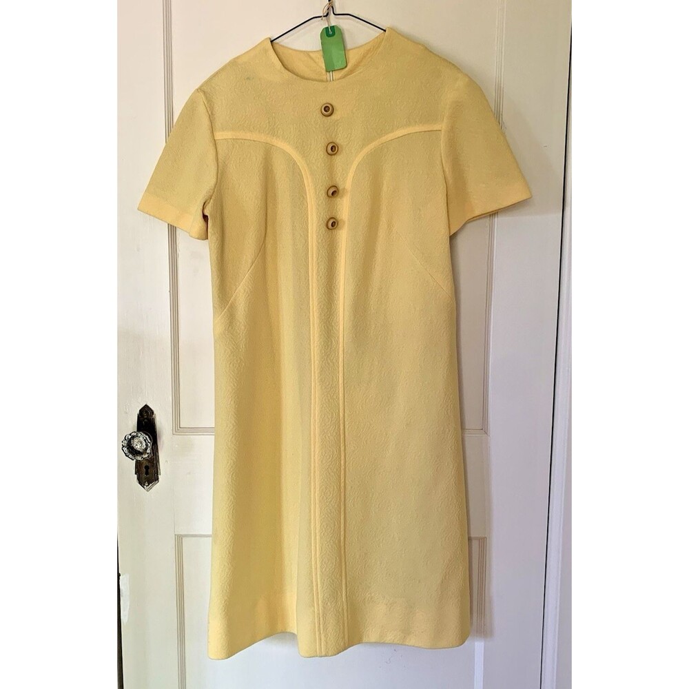 VTG 70’s Handmade Maxi/Midi Dress Women’s M (Est.) – Mustard Yellow Collared